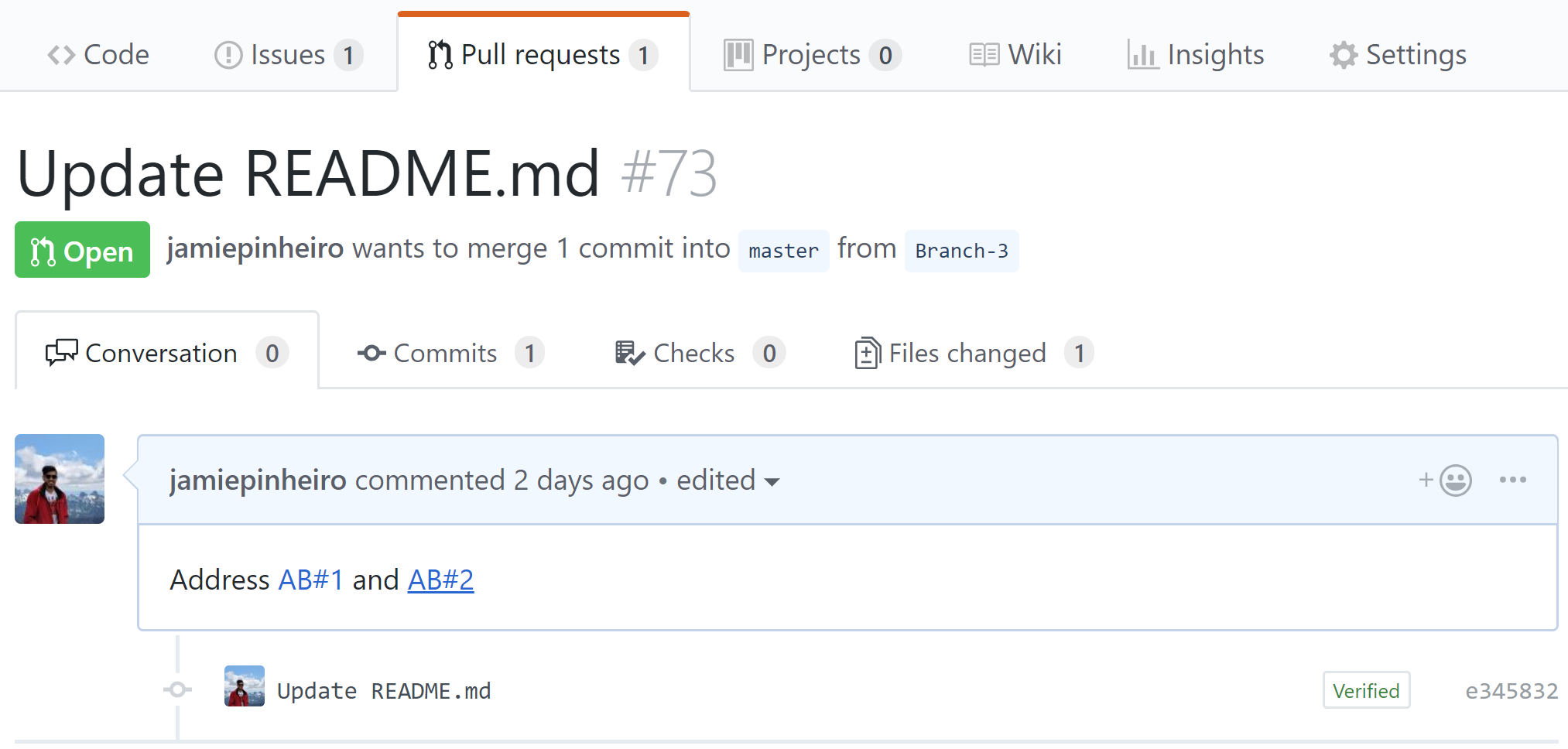 Menções vinculadas em pull requests do GitHub
