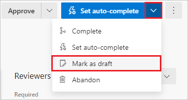 Captura de tela que mostra a função Marcar como rascunho.
