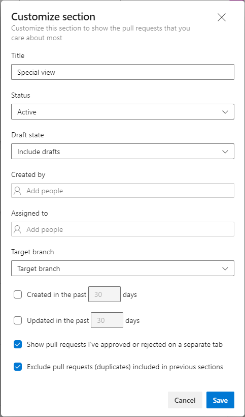Captura de ecrã da página na secção Personalizar.