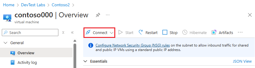 Captura de tela mostrando a seleção Conectar no menu superior da VM.