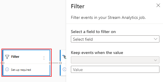 Captura de tela que mostra a configuração do operador de filtro.