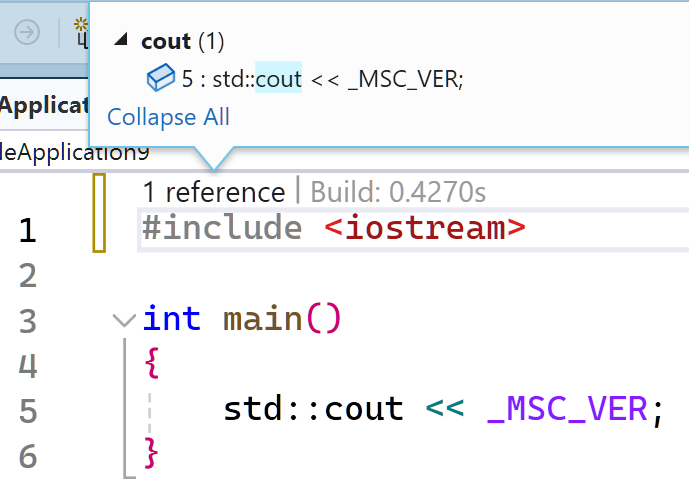 Captura de ecrã do diagnóstico #include.