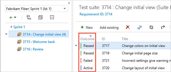 Screenshot of VSTS test marked as passed or failed.