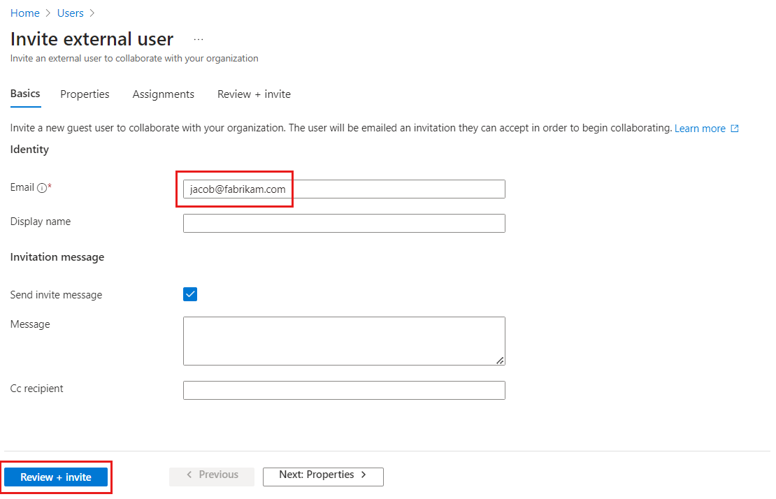 Captura de tela de onde inserir o e-mail do convidado.