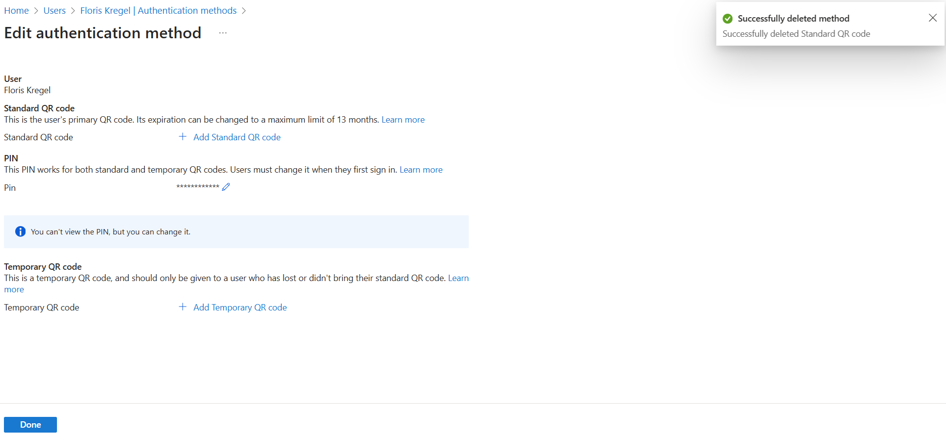 Captura de tela que mostra como substituir um código QR perdido ou roubado.
