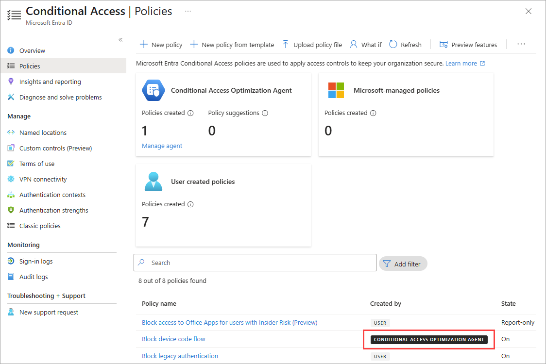 Captura de tela do bloco Resumo do agente na parte superior da página do agente.