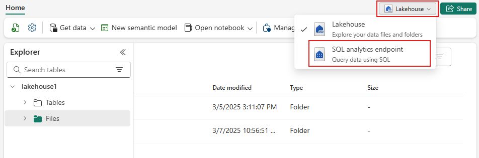 Captura de ecrã que mostra a navegação até ao ponto final de análise SQL.