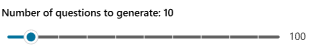Captura de ecrã a mostrar o slider para selecionar quantas perguntas gerar.