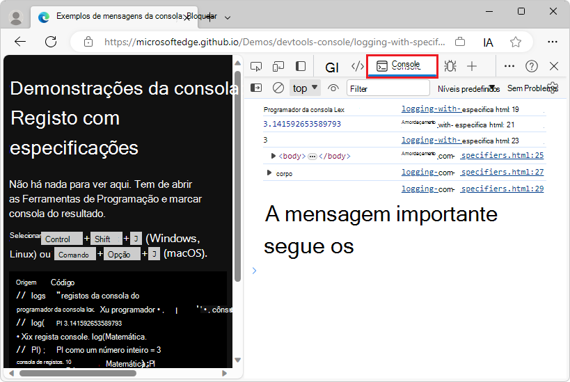 Utilizar especificadores para registar e converter valores