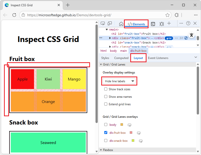 Ocultar etiquetas de linha