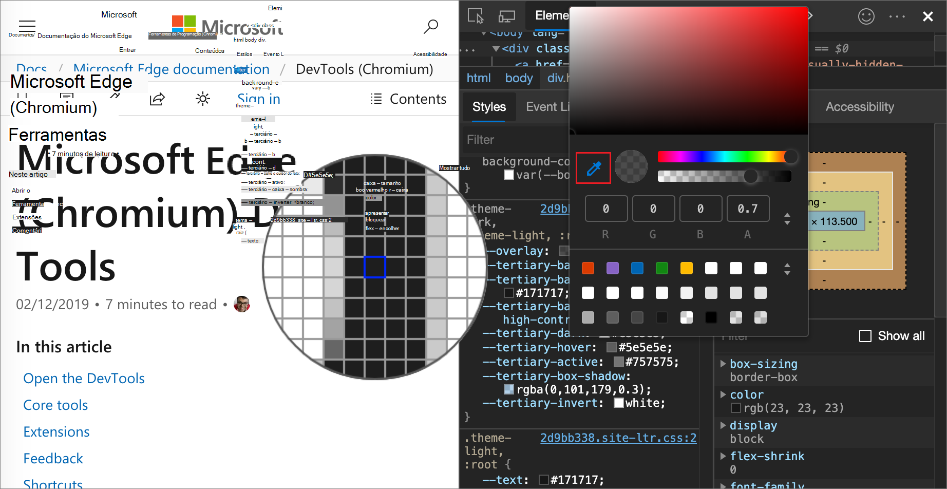 Utilizar o Selecionador de Cores