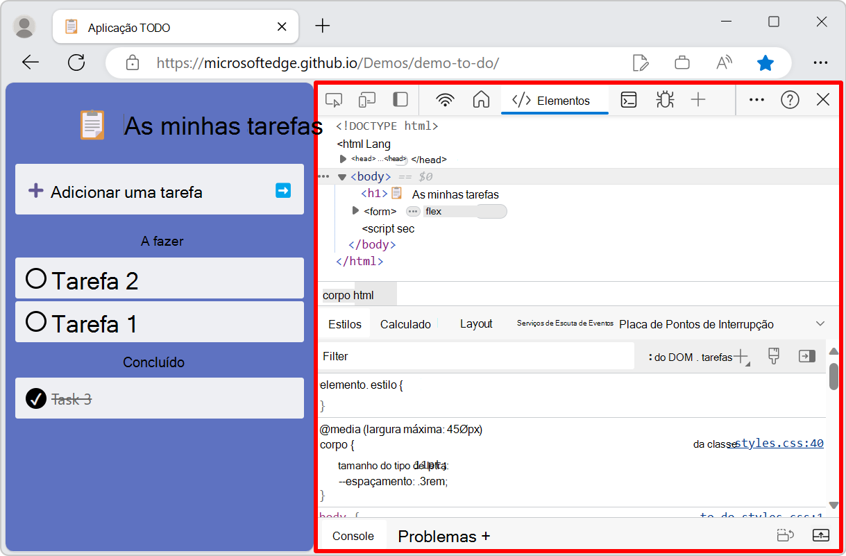 DevTools ancorados à direita