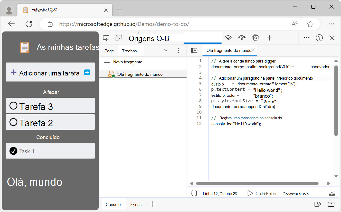 A página Web, alterada pelo fragmento