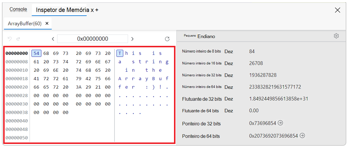 Memória intermédia do painel inspetor de memória