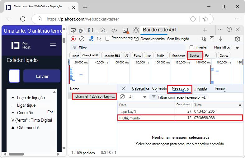 O separador Mensagens
