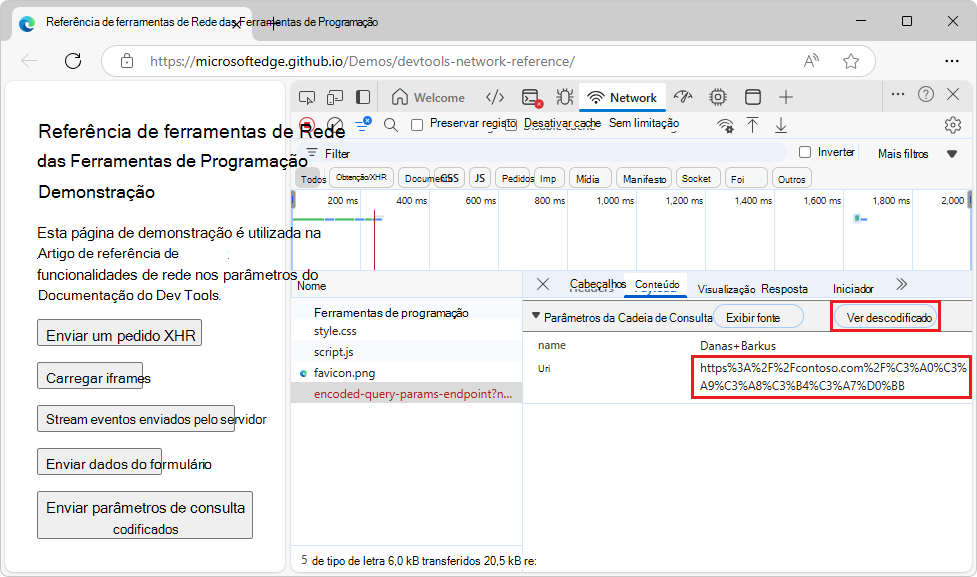 Parâmetros de cadeia de consulta apresentados com carateres codificados com URL