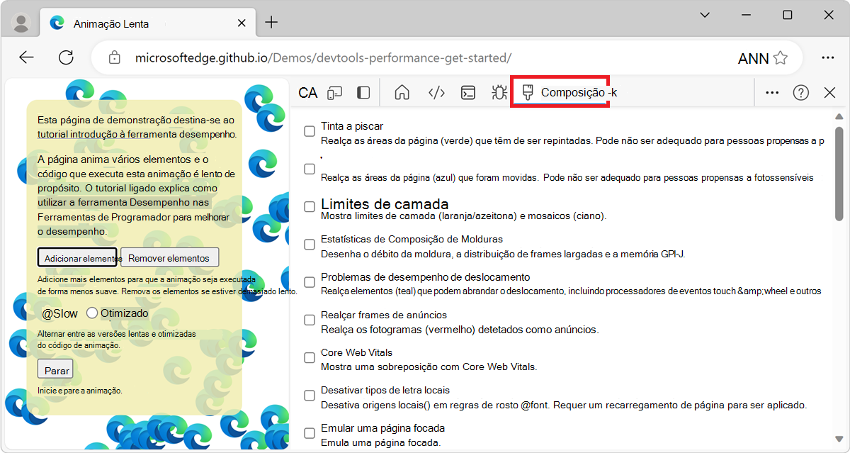 A ferramenta de Composição
