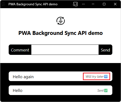 Demonstração da API de Sincronização de Fundo do PWA