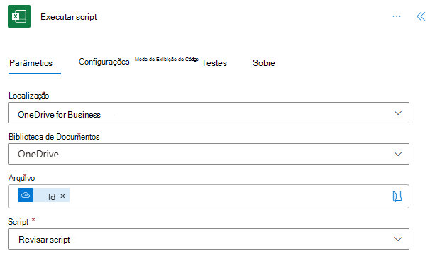 O conector completo do Excel Online (Empresas) no Power Automate.