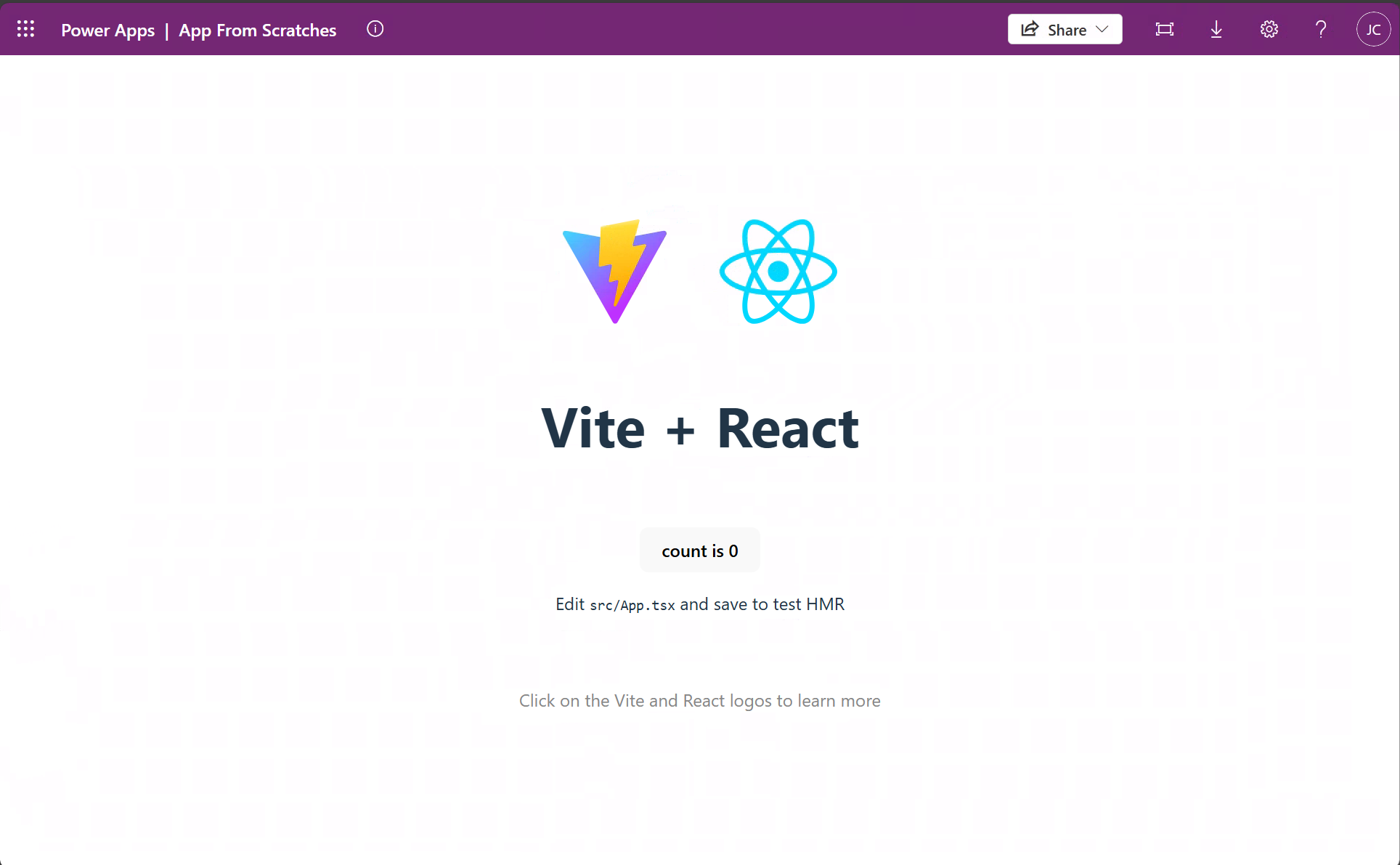 Veja o aplicativo de teste sendo reproduzido localmente no navegador