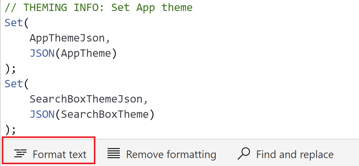 Captura de ecrã do Power Apps Studio com o comando Formatar texto destacado.