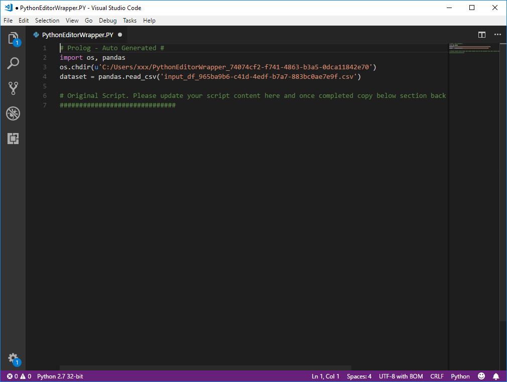 Screenshot of the Python IDE, showing it in Visual Studio Code.