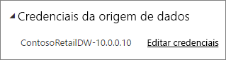Captura de tela da caixa de diálogo de credenciais da fonte de dados para um modelo semântico usando um gateway pessoal.