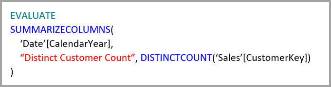 consulta de agregação DISTINCTCOUNT