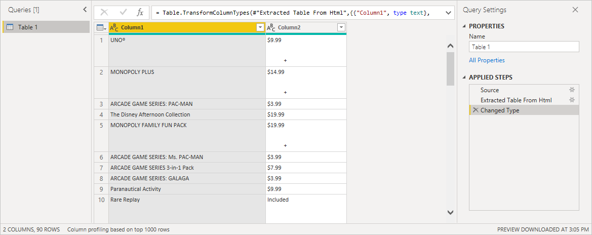Captura de ecrã do editor Power Query onde podes aplicar mais transformações.