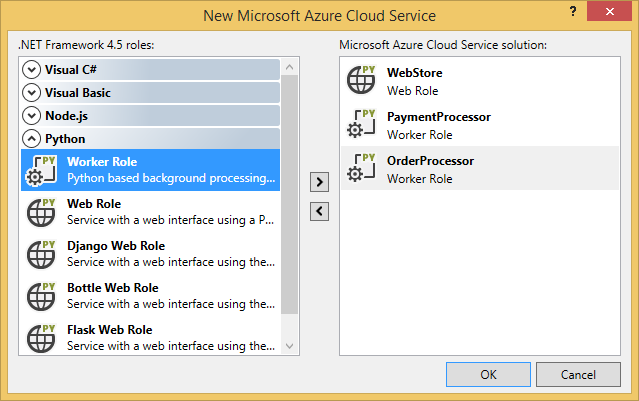 Janela de Serviço de Nuvem Azure