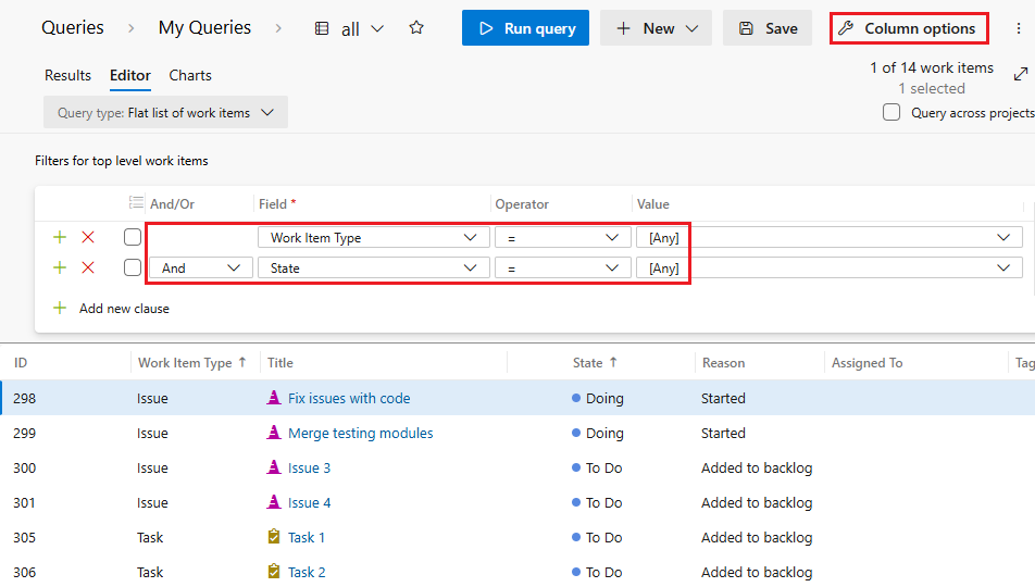 Screenshot of querying all items.