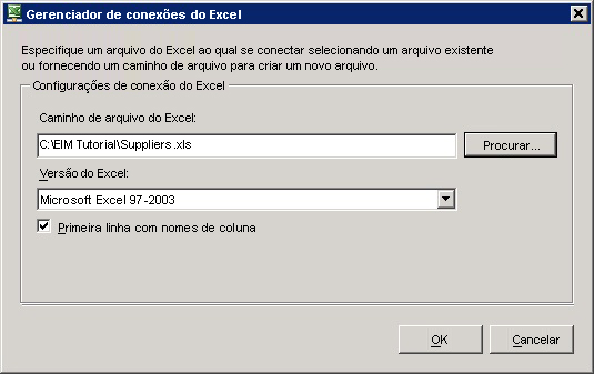 Caixa de diálogo Gerenciador de Conexões do Excel