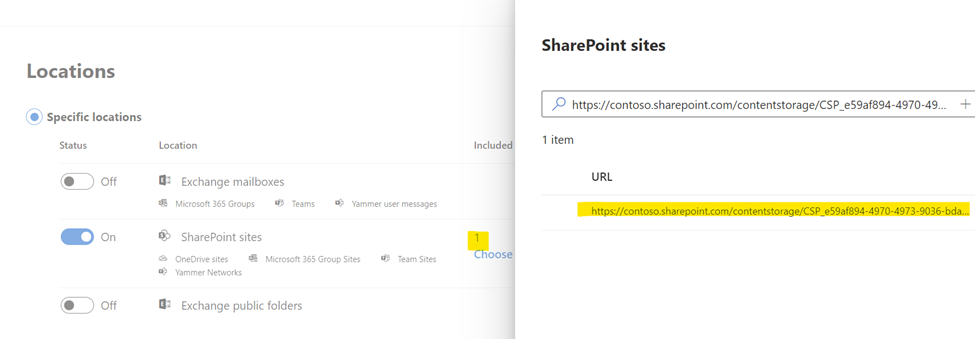 escolher sites na pesquisa de Deteção de Dados Eletrónicos