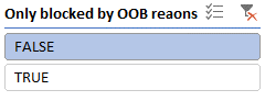 segmentação de dados filtrando bloqueado por OOB = falso