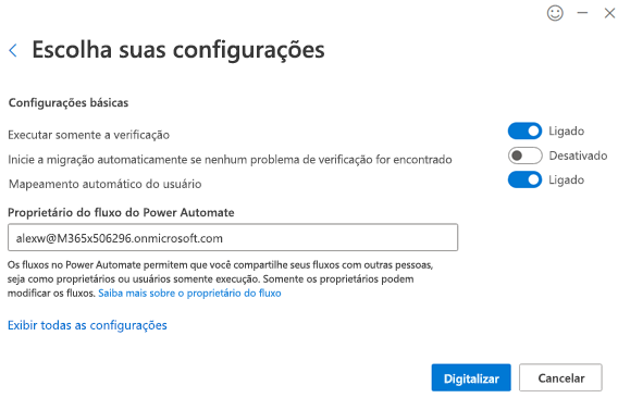 Defina as definições do fluxo de trabalho.