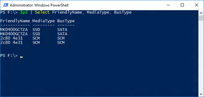 Captura de ecrã de uma janela do Windows Powershell a mostrar a saída do cmdlet $pd.