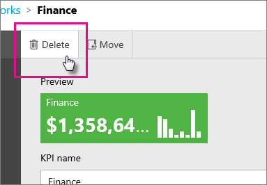 Captura de ecrã da opção Apagar na caixa de diálogo de confirmação.