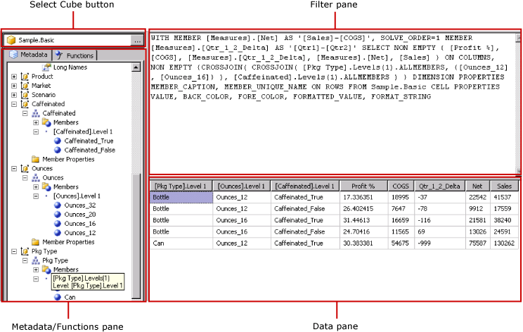 Editor de Consultas em Modo de Consulta para Hyperion