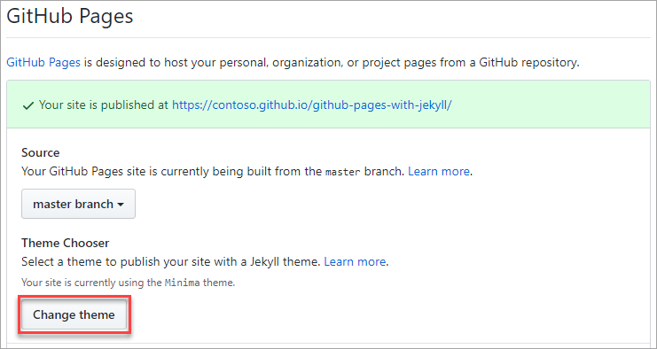 Escolhendo um tema Jekyll.
