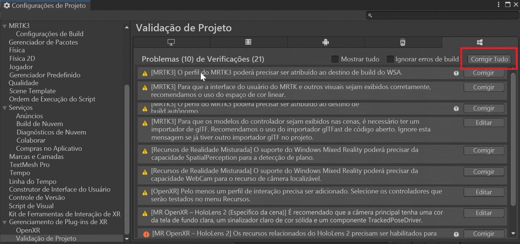 Captura de ecrã da Fix All.