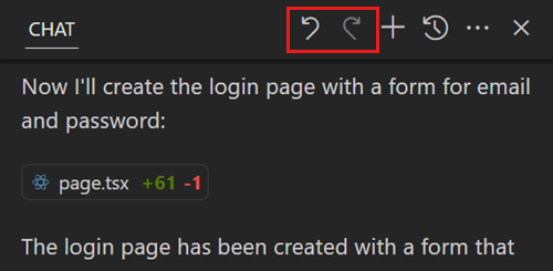 Captura de ecrã do chat a mostrar os controlos de desfazer e refazer a última edição.