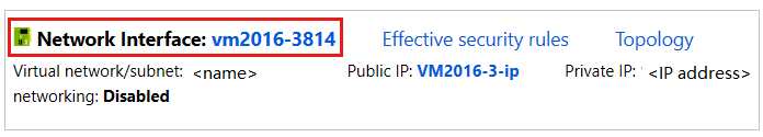 Captura de tela da seleção de VM da Interface de Rede.