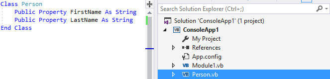 Captura de ecrã do resultado Inline - Visual Basic.