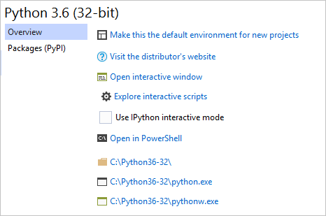guia Visão geral de ambientes Python