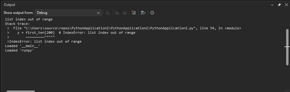 Captura de ecrã que mostra a saída de log do depurador na janela Saída no Visual Studio.