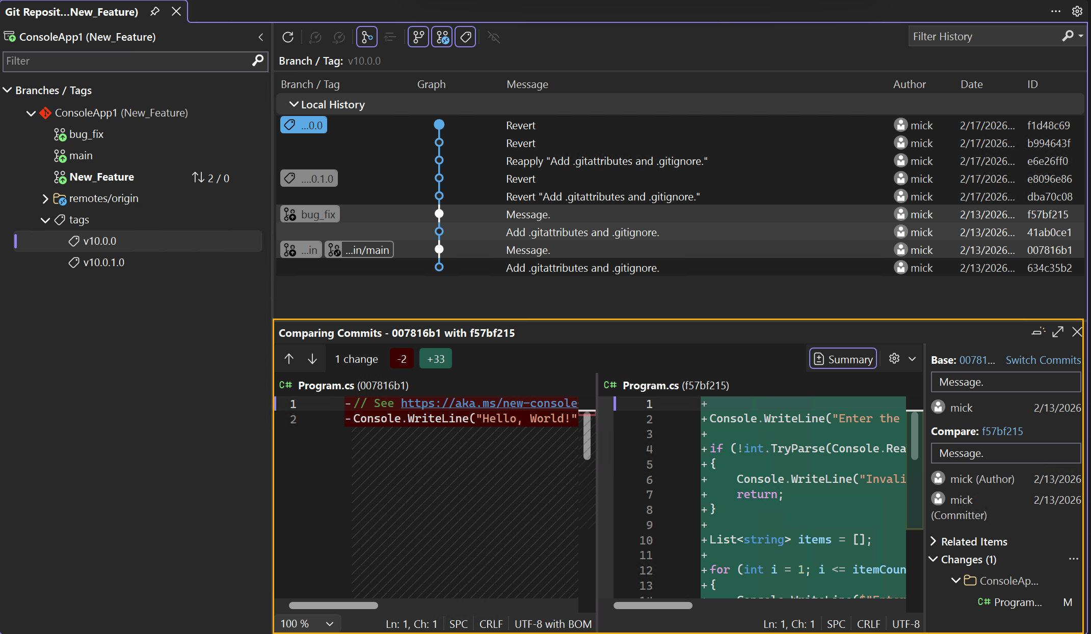 Captura de tela de confirmações comparadas.