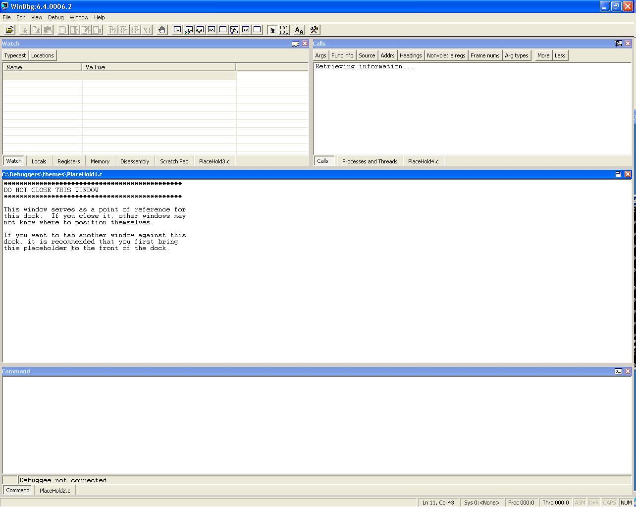 Captura de ecrã do tema Standardvs.reg em Ferramentas de Depuração para Windows.