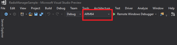 Captura de ecrã do diálogo da Nova Plataforma de Solução com Arm64 selecionado como plataforma alvo.