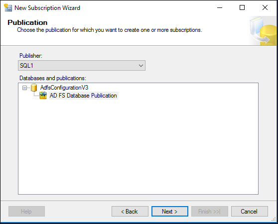 Captura de tela que mostra onde expandir AdfsConfigurationV3 e selecionar o nome da publicação que você criou.