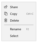 Captura de ecrã dos aceleradores de teclado numa etiqueta de item do menu.